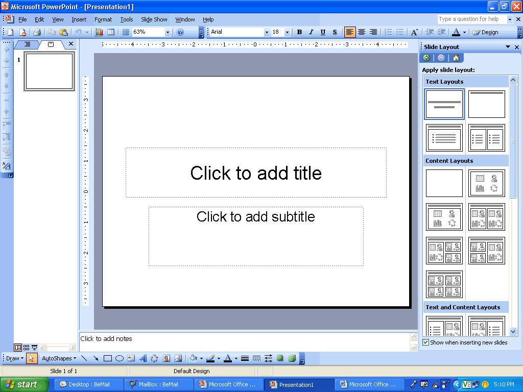 PowerPoint Overview Microsoft PowerPoint is a presentation software application that allows you to create and present slide shows. You can include text, pictures, sounds, movies, charts, tables, etc.