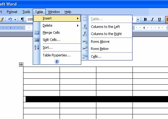 On the Tools menu select Table Insert and choose Columns or Rows (Figure
