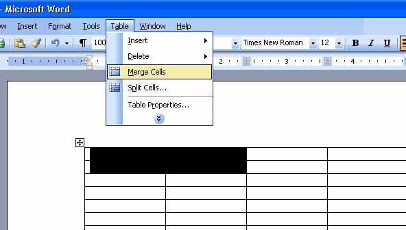 Tables (cont d) To merge cells, highlight the cells.