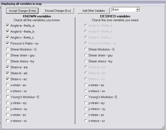 Check the boxes for the known variables on the left side of the window under the heading KNOWN Variables heading.
