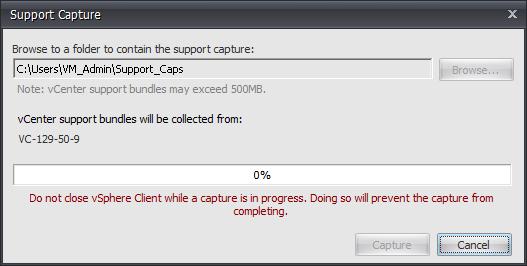5 - Federation Management 4. Click Capture. The capture operation begins and a progress bar is added to the Support Capture dialog as shown in Figure-28.