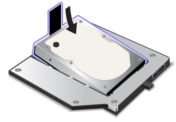 3. Insert the hard disk drive with the label facing upward