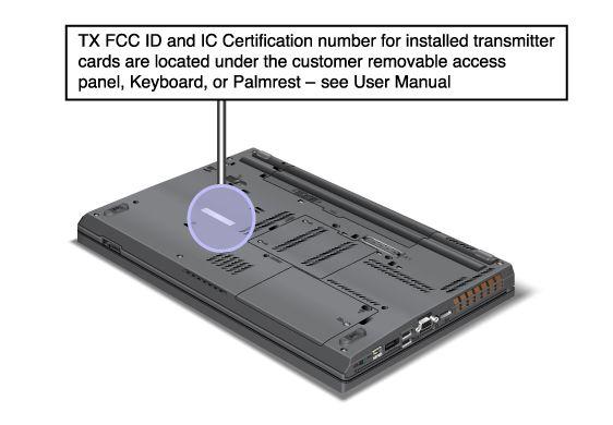 FCC ID and IC Certification number label There is no FCC ID or IC Certification number for the PCI Express Mini Card shown on the enclosure of your computer.
