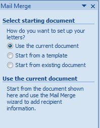 The task pane will ask you to determine the document you wish to use.