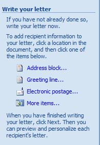 Step 3: Write Your Letter Ticket Mail Merge Instructions for MS Word 2007 and 2010 In this step of the process you are telling the word doc what information you wish to pull from the excel file.