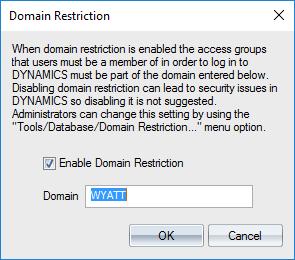 Unless there is a reason to lift this restriction, leave Domain Restriction enabled (default), and answer Yes