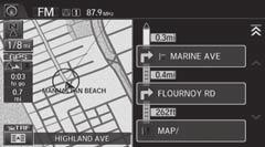 uuguidanceuguidance Mode System Setup 2 (Direction List): Displays the map and direction list simultaneously on the map screen. When you approach a guidance point, the next guidance point appears.