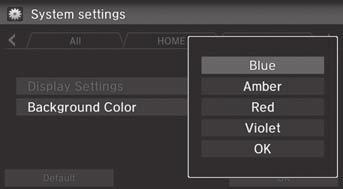 uudisplay SettingsuBackground Color Background Color H HOME button u Settings u System u Display tab u Background