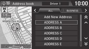 34 You can select Add New Address on the Address book screen to add an entry to the address book. 2 Adding an Address Book Entry P. 29 Navigation 2. Select your destination from the list. 3.