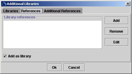 Add as library checkbox specifies whether the reference from the application is to a library, or to another application.