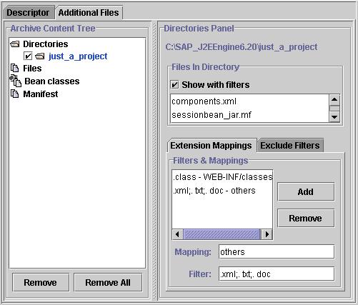 The Directories Panel Files Panel is displayed when the Files component is selected from the Archive Content Tree pane.