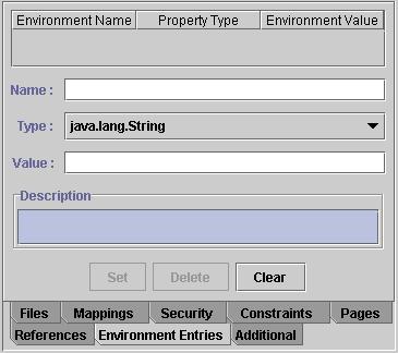 Name specifies the environment entry name Type specifies the fully qualified Java type of the environment entry value expected by the EJB code. The possible values are java.lang.boolean, java.lang.string, java.