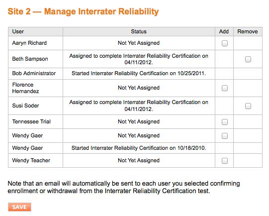 Managing Interrater Reliability (Site Level) From the ADMINISTRATION tab s drop-down menu, select Programs, Sites & Classes to display the submenu.