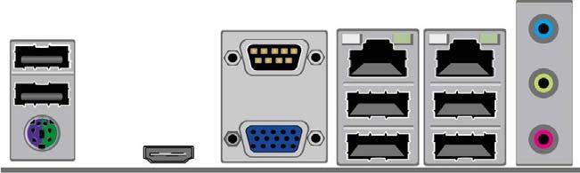 2-2 Connectors and Headers 2-2-1 Connectors (1) Rear Panel Connectors Serial Port RJ-45 LAN Ports USB Ports HDMI Port Line-IN Line-OUT MIC-IN PS/2 KB/MS Port VGA Port USB Ports (2)