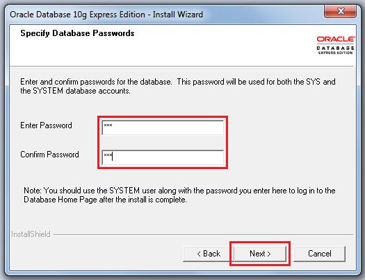 8 Oracle Application Express 8- Specify the