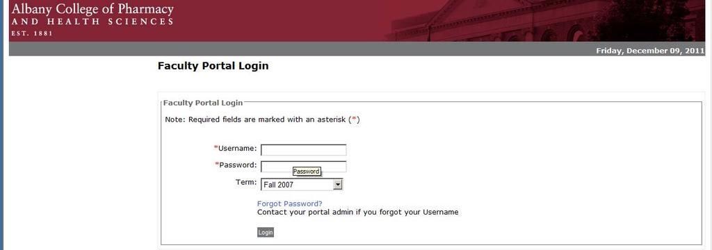 Faculty Portal Logging In: Access the portal via the web address provided by your institution.