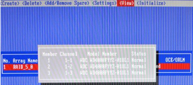 RAID Array This option will display information about each RAID array hosted