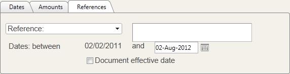 Figure 12 Dates: Period between [date] and [date]: the system will perform the search on the last year and a half as a default.