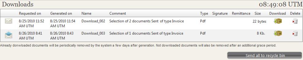 Figure 27 Below are descriptions of the icons available in this window: When an available file is not yet downloaded, a closed envelope will be displayed.
