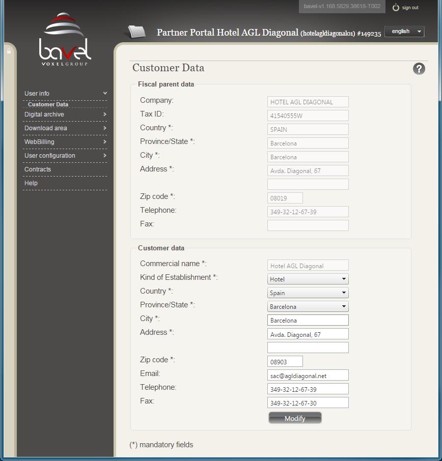 3 User Info module 3.1 Access to the User Info acting as a property Once inside the Partner Portal, select the Customer data module from the left-hand side menu (figure 2).
