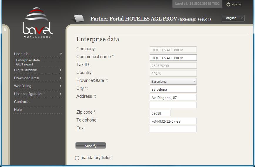 3.2 Access to the User Info module acting as a company Once inside the Partner Portal, select the User Info module from the left-hand side menu (figure 3).