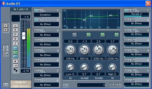 Channel Settings The Channel Settings window is used for adding effects and EQ to individual audio channels.