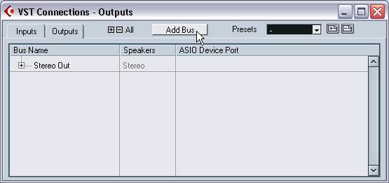 Creating a surround bus 1. Select VST Connections from the Devices menu. 2.