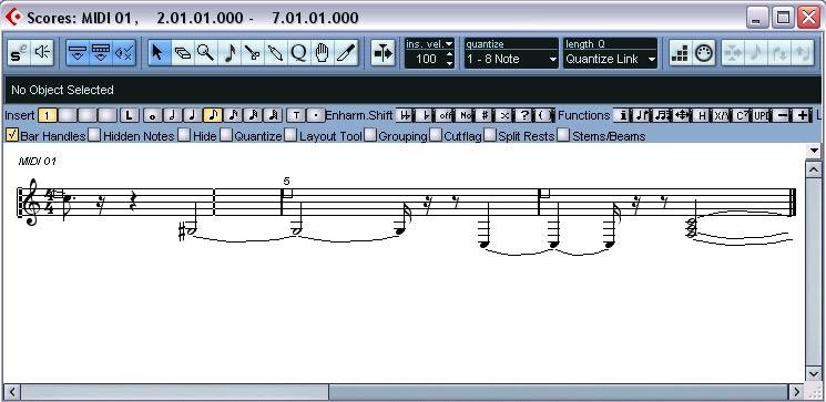 Score Editor The Score Editor shows MIDI notes as a musical score.