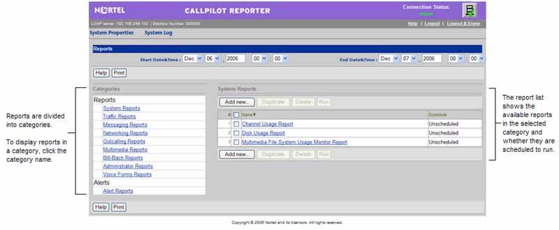 Starting CallPilot Reporter 23 Confirming a first-time connection to a CallPilot server Step Action 1 After you successfully log on to Reporter, click System Log Result: The Reporter Log appears 2