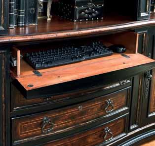 lateral file storage, the top drawer drops down to provide wire management
