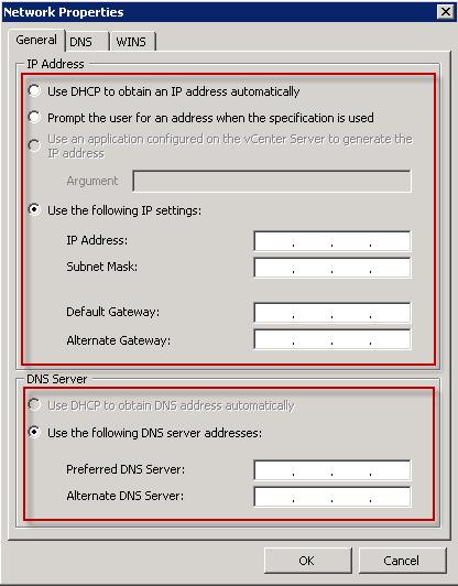 Enter IP address and DNS server configurations 10. Follow the Customization Wizard until Finish.