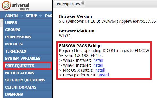 EMSOW PACS Bridge EMSOW PACS Bridge is a desktop application that allows you to transfer DICOM images from your diagnostic equipment to your EMSOW site using a secure, encrypted connection.