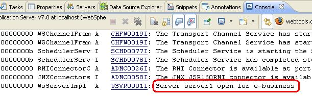 Note After the server is started you would see the following error message: SystemErr R Cannot load XSL files from C:\Program Files\IBM\SDP\runtimes