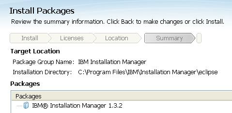Leave the default Installation Manager Directory and