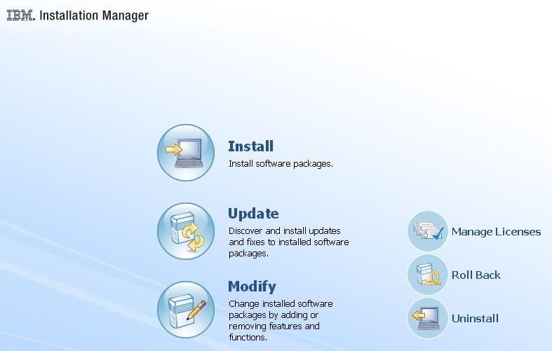 8. Click Install. The Installation Manager will install. Eventually, it will complete. 9. Click Restart Installation Manager. The Installation Manager will re-launch. 10. Click Install. Note: At this point, you may be told that a new version of IBM Installation Manager is available.