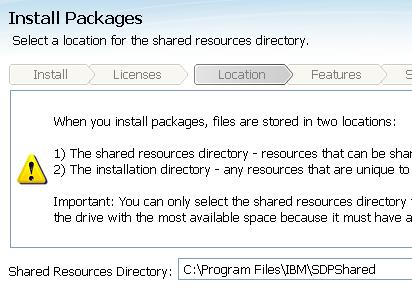You will be asked to select a location for the shared resources