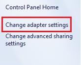 and Internet section, then select Change Adapter