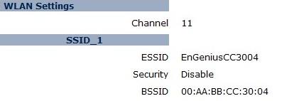 21 WLAN Settings Channel ESSID Security BSSID Displays the current Wireless Channel in use by the EAP150.