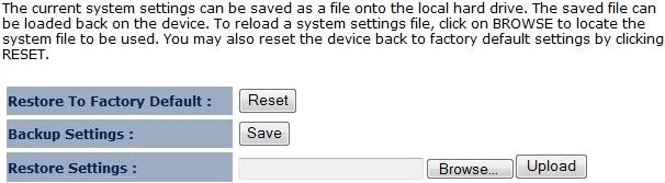 57 7.4 Configure The Configure option of the Management menu allows you to save the current device configurations.