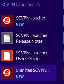 3. Locate the Uninstall SCVPN Launcher application under the SCVPN Launcher TN