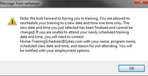 Changing your Enrolled Training Times You will have ONE (1) opportunity to choose another training time once you have locked in your selection.