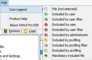 Help menu Option Click the option to... Menu/Button Icon Legend Access a list of the icons used in the Backup Client and their meanings.