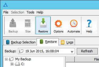10. Restores On the Restore tab, you can browse a tree structure representation of all successful backups and their files and folders.