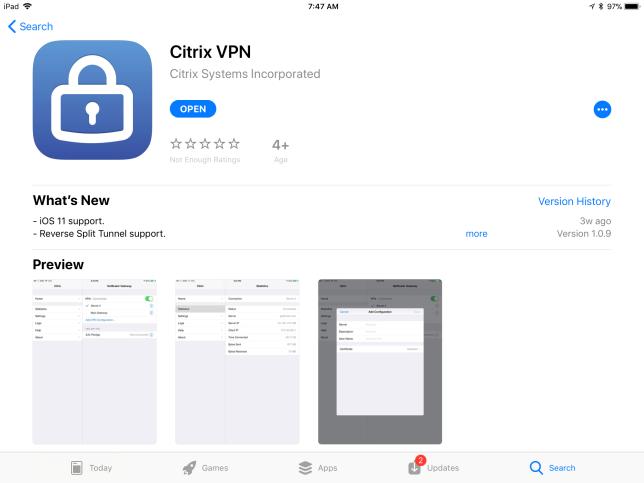 Installing and Configuring Citrix VPN for ios and Android Note NetScaler Gateway access from a mobile device such as a smartphone or tablet running the ios or Android operating system requires