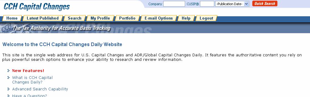 CCH Capital Changes Daily Getting Started 1.