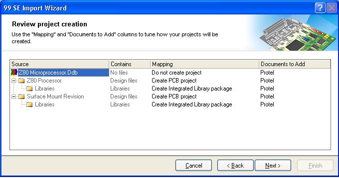 Creating the Altium Designer Project(s) As you work through the pages of the Wizard, you will note that on the Set Import Options page you will be asked if the Wizard should: Create one Altium