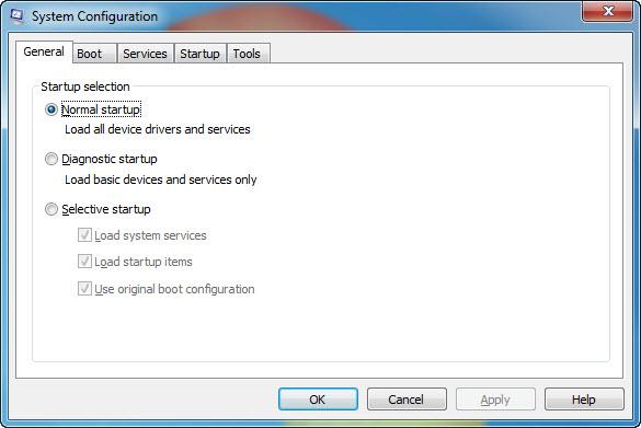 Step 3: Review the System Configuration. a. Open System Configuration by clicking Start > Run, and type msconfig. Click OK. Note: In Windows 8, search for msconfig by using the Search Charm.
