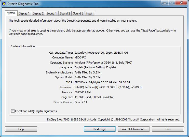 Step 4: Review DirectX Diagnostics. a. Open the DirectX Diagnostic Tool by clicking Start > Run, and type dxdiag. Click OK.