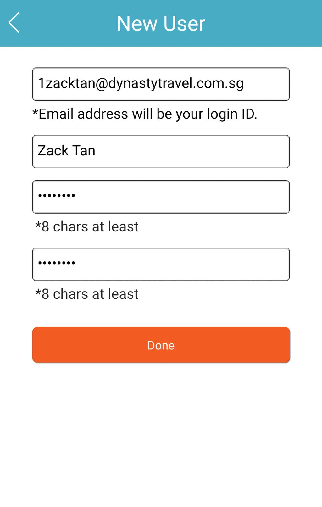 Tap on Register as a New User Step 3 Fill in