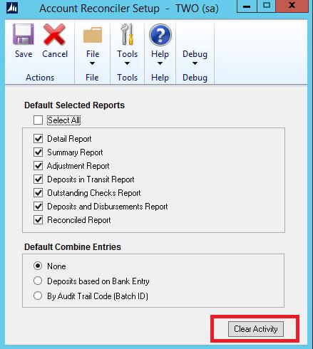 When a user accesses a checkbook in Account Reconciler window an Activity lock record is now being created in the new table ARActivity in the Company Db.